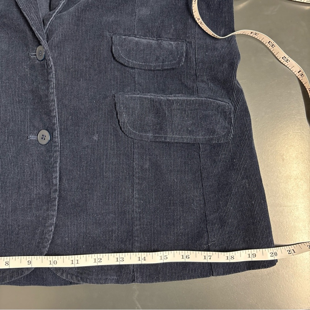 Vintage Corduroy Blazer Women Navy Blue Jacket Preppy Academia Classic Japan - Picture 15 of 15